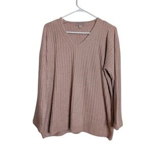 Barefoot Dreams Size 1X Petite Pink Sweater Cozy Chic Lite Ribbed Comfort Soft